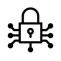 Cybersecurity Padlock with Circuit Nodes Icon Design