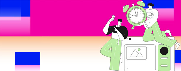 Flat vector illustration of business people operating work scene
