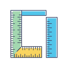Colorful Illustration of Measuring Squares with Rulers Depicting Accuracy and Precision
