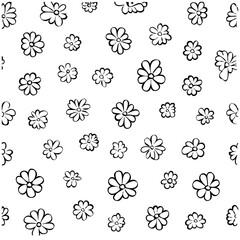 Floral Sketch Repeat Pattern Hand Drawn Outlines