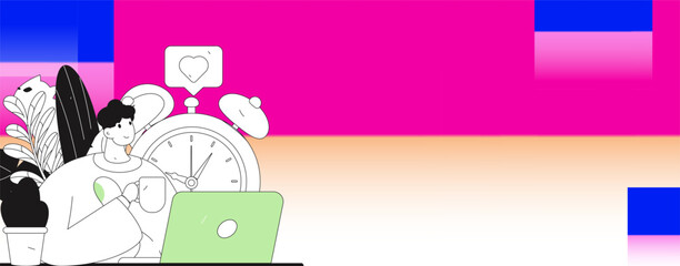 Flat vector illustration of business people operating work scene
