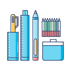 Colorful illustration of art supplies perfect for back to school season