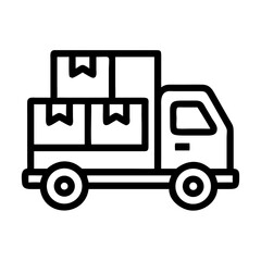 Delivery Truck with Box Symbols Icon Design