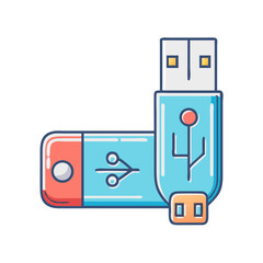 Obraz premium Stylized vector illustration of USB flash drive with artistic flair and color