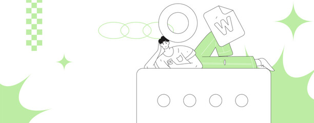 Flat vector illustration of business people operating work scene
