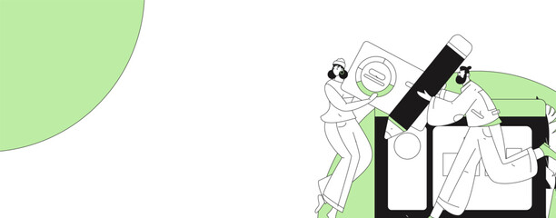 Flat vector illustration of business people operating work scene
