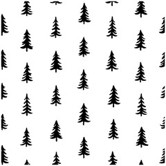 Obraz premium Seamless Pattern of Stylized Evergreen Trees