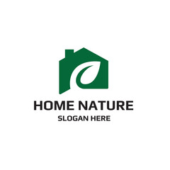 Eco Home Nature Logo with Leaf Inside House