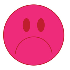 sad smiley face icon, red and pink
