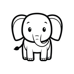 Fototapeta premium Elephant line art vector illustration, animal lover icon