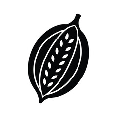 negative space black silhouette cocoa pod vector artwork  