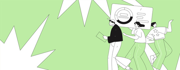 Flat vector illustration of business people operating work scene
