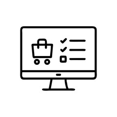 Fototapeta premium Desktop with Online Shopping Checklist Icon Design