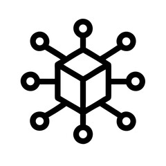 Digital Cube Network with Circuit Lines Icon Design