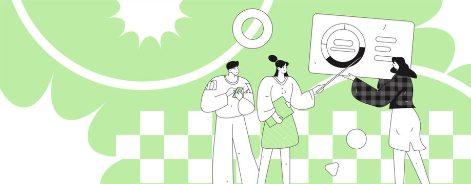 Flat vector illustration of business people operating work scene
