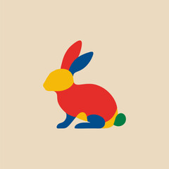 Fototapeta premium Gradient rabbit silhouette illustration in vibrant colors with artistic clean style