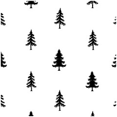 Monochrome Evergreen Pattern with Dense Canopy Style