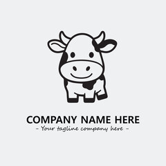 Cow illustration black and white for logo company vector image

