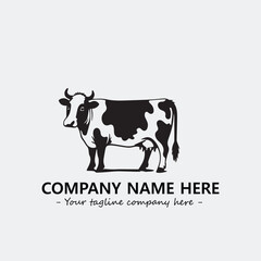 Cow illustration black and white for logo company vector image
