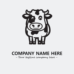 Cow illustration black and white for logo company vector image

