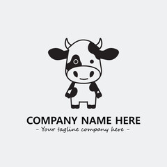 Cow illustration black and white for logo company vector image
