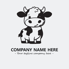 Cow illustration black and white for logo company vector image
