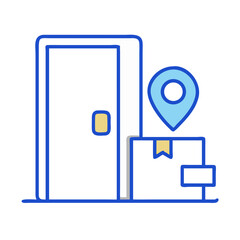 Door Parcel Delivery with Tracking Icon Design