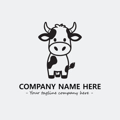 Cow illustration black and white for logo company vector image
