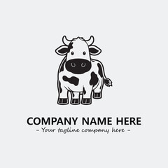 Cow illustration black and white for logo company vector image

