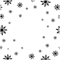 Doodle Snowflakes Pattern, Cute Black and White