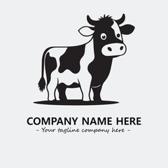 Cow illustration black and white for logo company vector image
