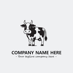 Cow illustration black and white for logo company vector image
