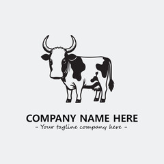 Cow illustration black and white for logo company vector image
