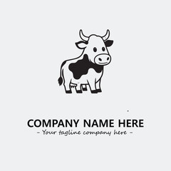 Cow illustration black and white for logo company vector image
