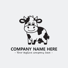 Cow illustration black and white for logo company vector image
