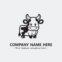 Cow illustration black and white for logo company vector image

