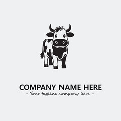 Cow illustration black and white for logo company vector image
