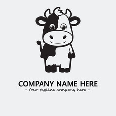 Cow illustration black and white for logo company vector image
