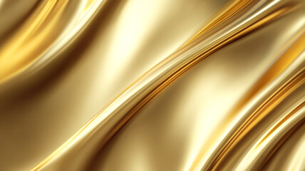 Luxurious abstract background featuring smooth, flowing golden waves with glossy highlights and soft gradients. Elegant and high-end visual ideal for premium design themes.

