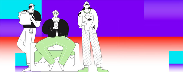 Flat vector illustration of business people operating work scene
