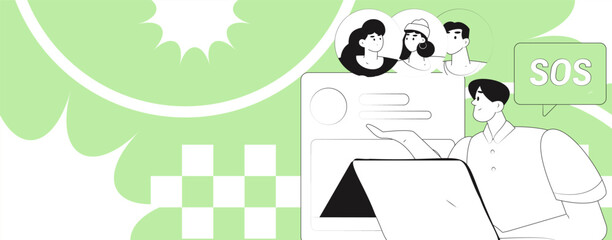 Flat vector illustration of business people operating work scene
