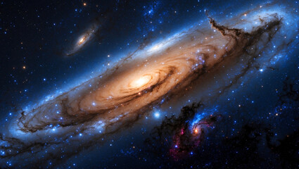 Obraz premium Vibrant galaxy swirling in the vast outer space