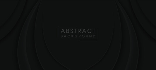 3d black geometric abstract background overlap layer on dark space with waves decoration. Minimalist modern graphic design element cutout style concept for banner, flyer, card, or brochure cover