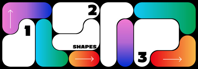 Modern abstract shapes with gradient. Geometric bento grid pattern. Modern gradient vector design. Y2K poster template