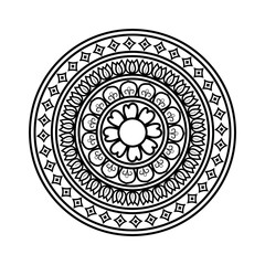 Mandala Design Black and White Circular Pattern Geometric Shapes Symmetrical Artwork