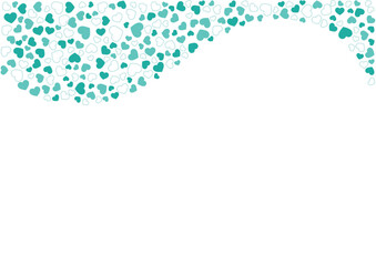 ハート柄の背景 緑系の3色 フチと単色 ハート