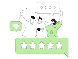 Flat vector illustration of business people operating work scene
