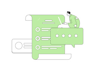 Flat vector illustration of business people operating work scene
