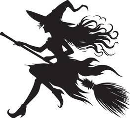 Vector of silhouette Halloween witch