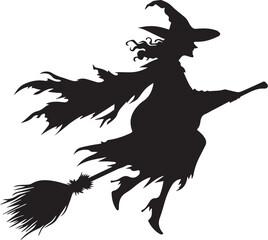 Vector of silhouette Halloween witch